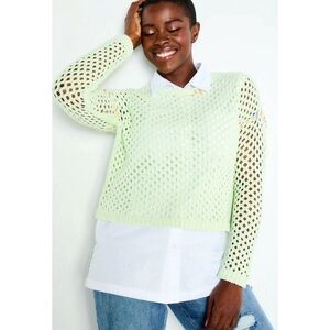 Lisa Todd Twister Resort Sweater in Sour Apple Large